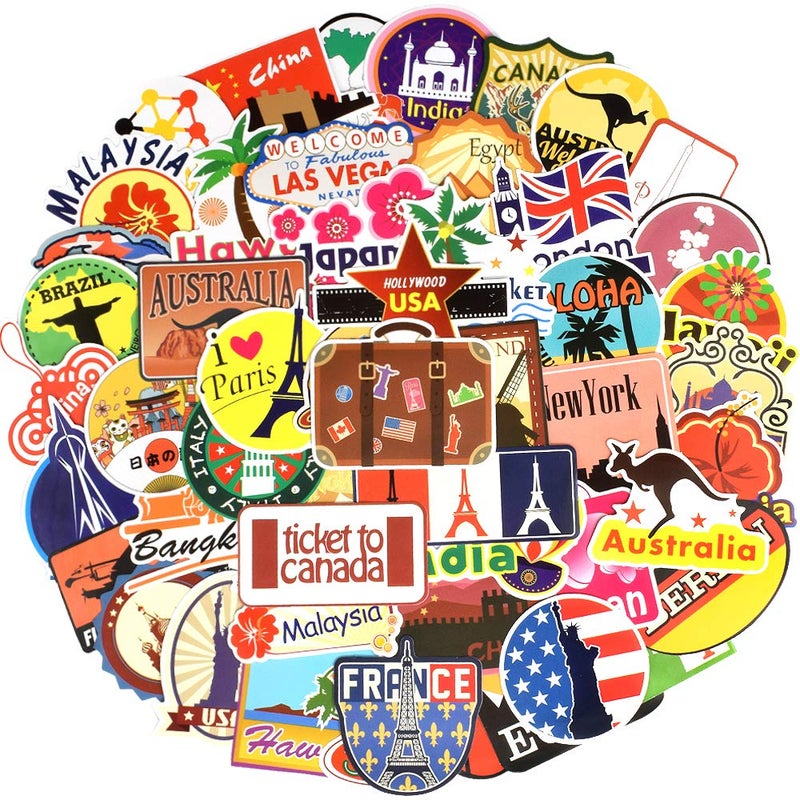 QTL Luggage Stickers for Adults Kids Travel Stickers for Luggage for Easy Identification Waterproof Vinyl Packs 100Pcs - Image 1